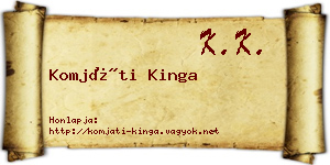 Komjáti Kinga névjegykártya