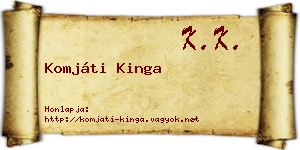 Komjáti Kinga névjegykártya